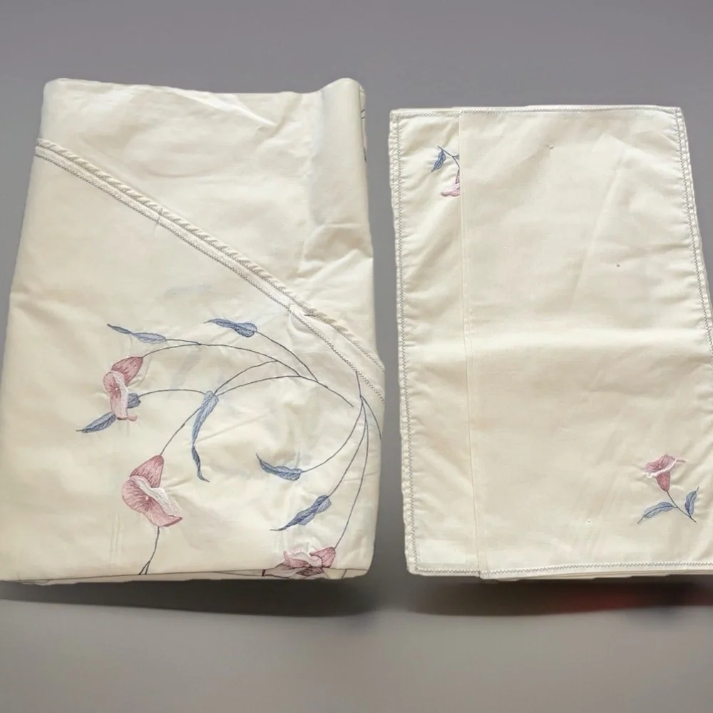 Belcrest Vintage Tablecloth Round Floral 68” & 6 Napkins NWT  Deadstock